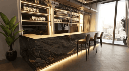 Curved timber slat wall installed in a contemporary workplace
